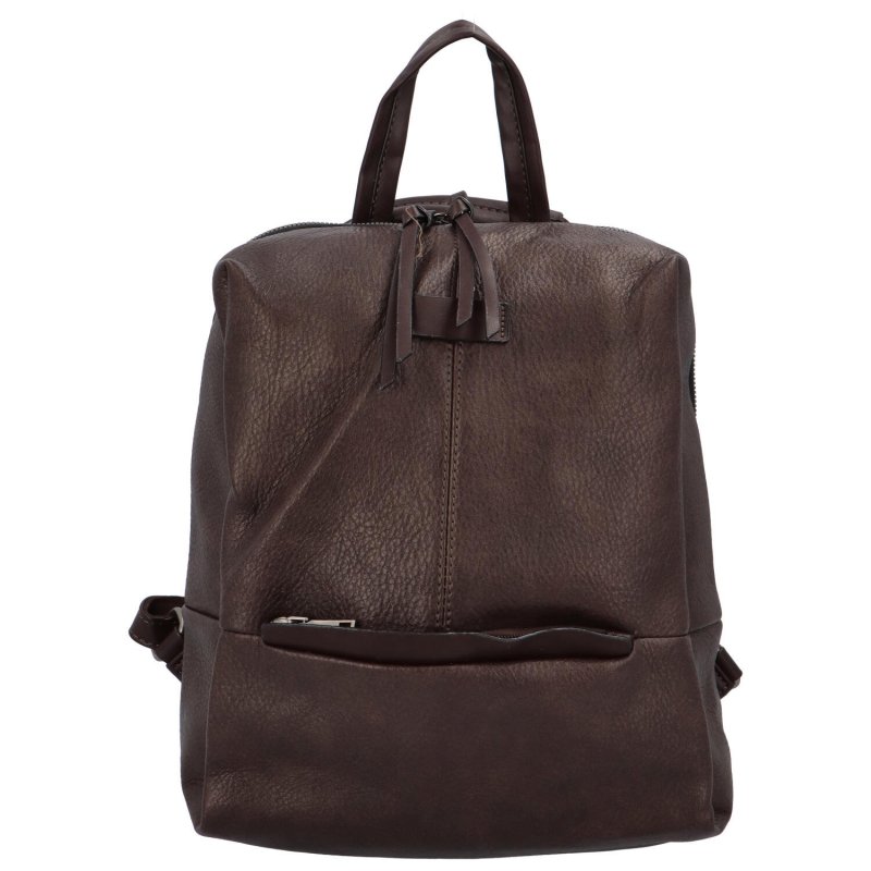 Dámský koženkový designový batůžek/taška Alfredo, tmavé hnědá