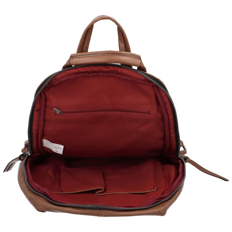 Dámský koženkový designový batůžek/taška Alfredo,  světlé hnědá