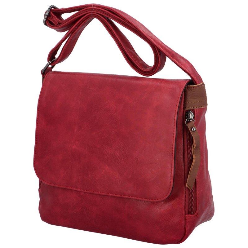 Praktická dámská taška na rameno s klopou Luciano, červená