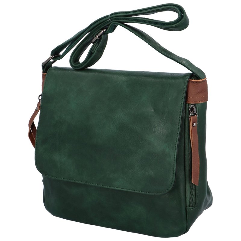 Praktická dámská taška na rameno s klopou Luciano, zelená