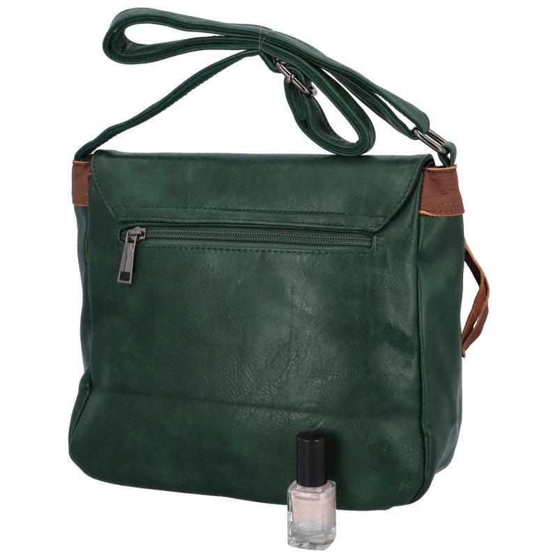 Praktická dámská taška na rameno s klopou Luciano, zelená