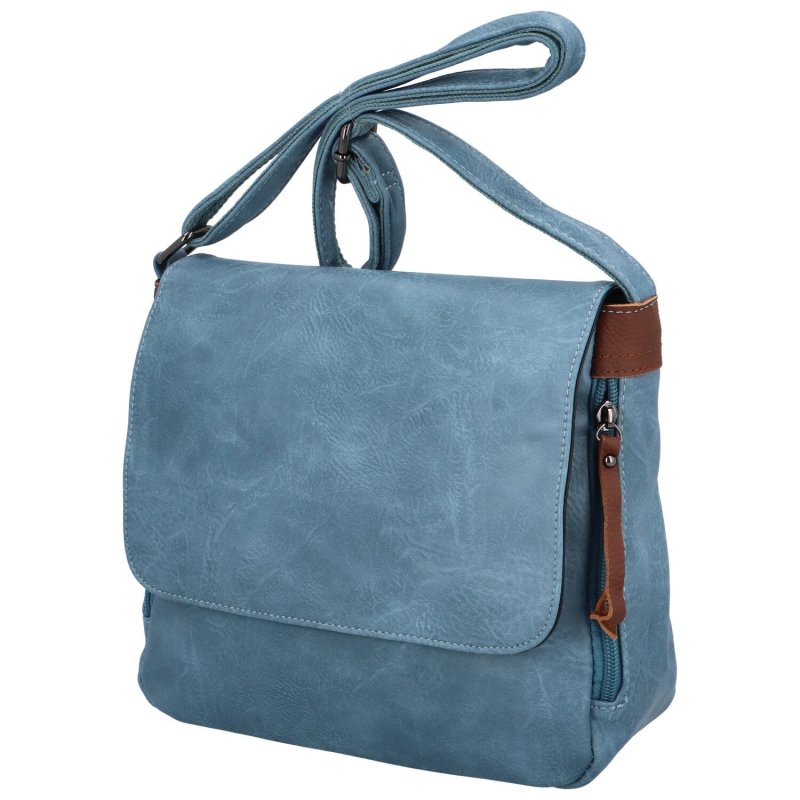 Praktická dámská taška na rameno s klopou Luciano, modrá