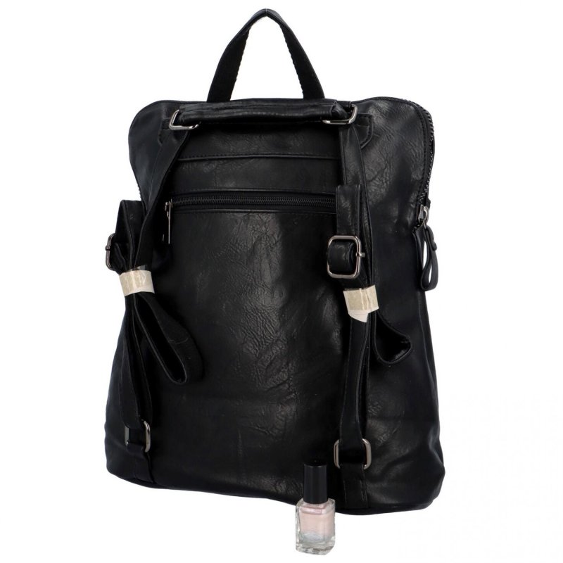 Praktický dámský koženkový kabelko/batůžek Reyes, černá