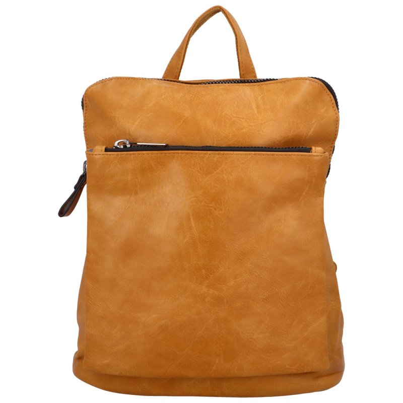 Praktický dámský koženkový kabelko/batůžek Reyes, žlutá