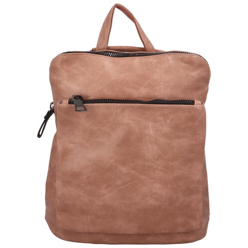 Praktický dámský koženkový kabelko/batůžek Reyes, růžová