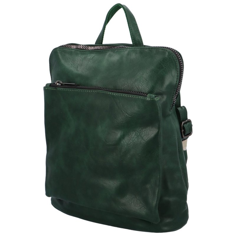 Praktický dámský koženkový kabelko/batůžek Reyes, zelená