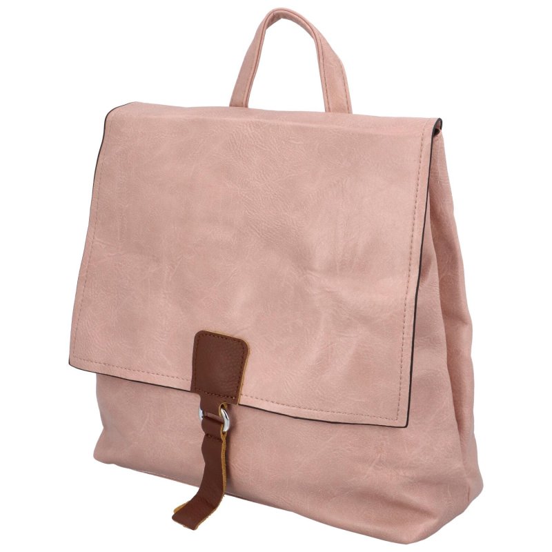 Dámský koženkový batůžek s výraznou klopou Emiliana, růžová