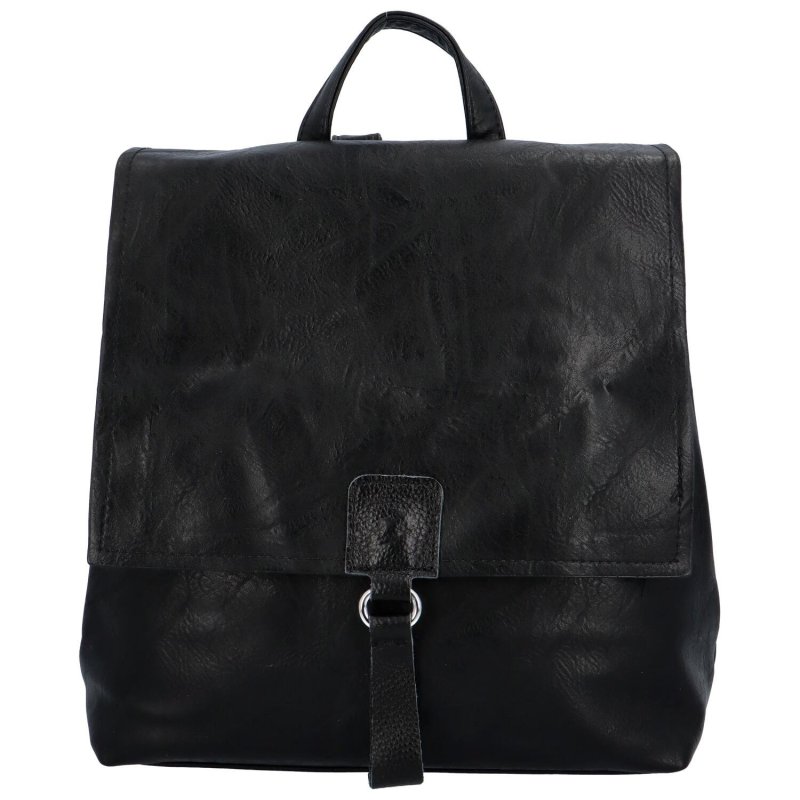 Dámský koženkový batůžek s výraznou klopou Emiliana, černá