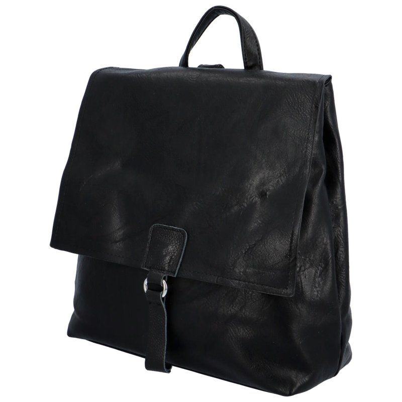Dámský koženkový batůžek s výraznou klopou Emiliana, černá