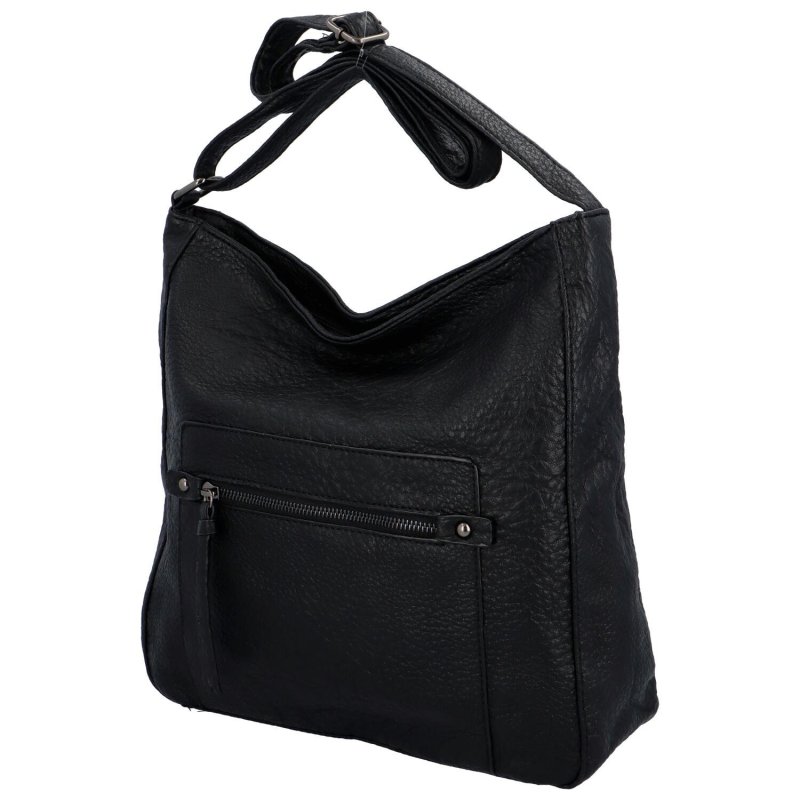 Prostorná a praktická dámská koženková taška na rameno Amada, černá