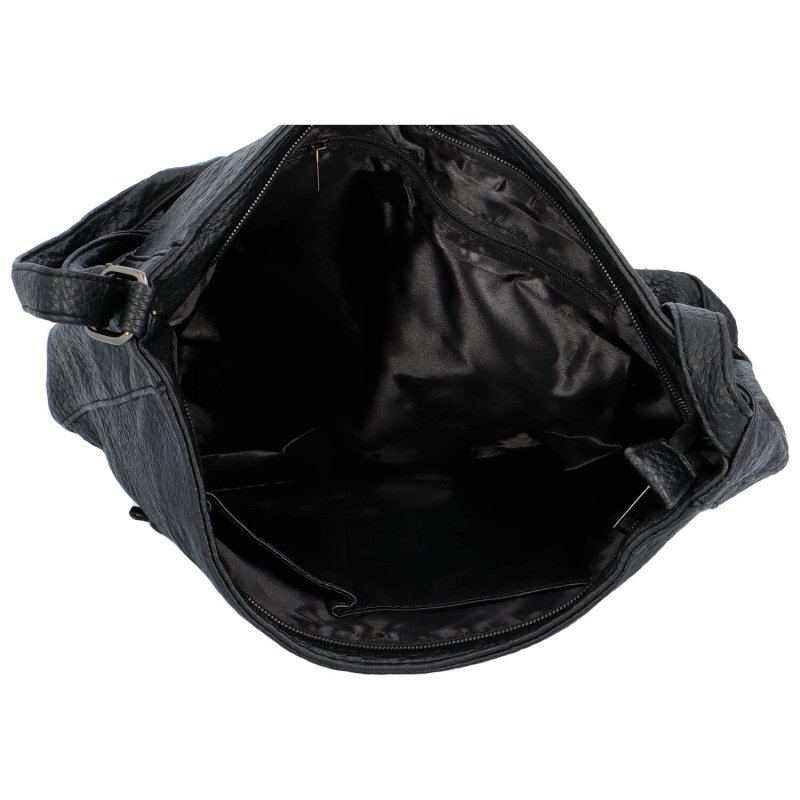 Prostorná a praktická dámská koženková taška na rameno Amada, černá