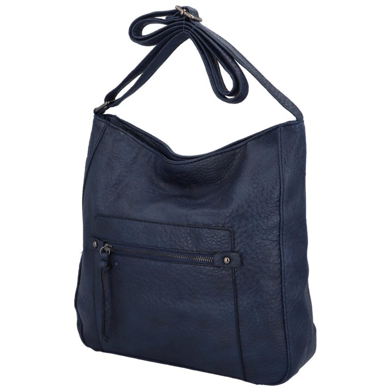 Prostorná a praktická dámská koženková taška na rameno Amada, modrá