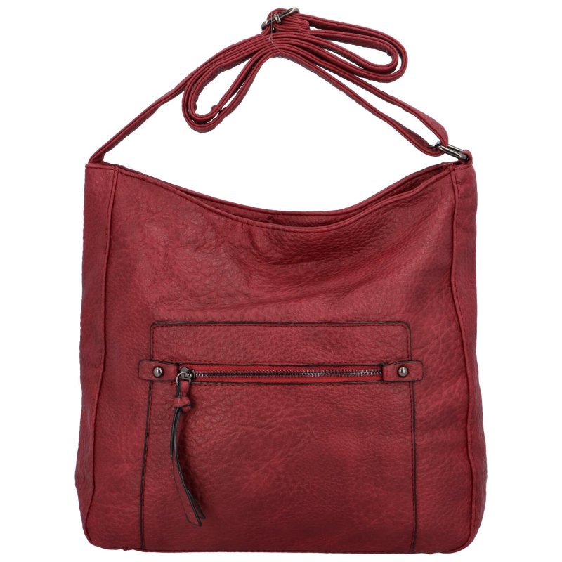 Prostorná a praktická dámská koženková taška na rameno Amada, červená