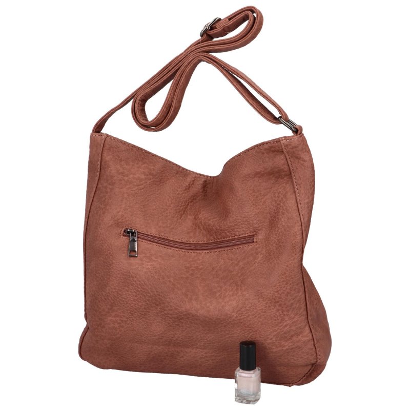 Prostorná a praktická dámská koženková taška na rameno Amada, růžová