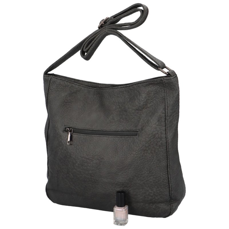 Prostorná a praktická dámská koženková taška na rameno Amada, šedá