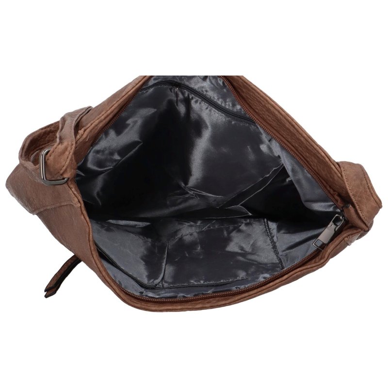 Prostorná a praktická dámská koženková taška na rameno Amada, zemitá
