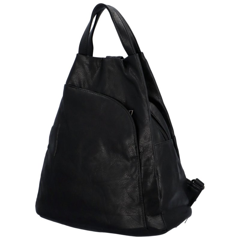 Volnočasový stylový dámský koženkový batoh Angela, černá
