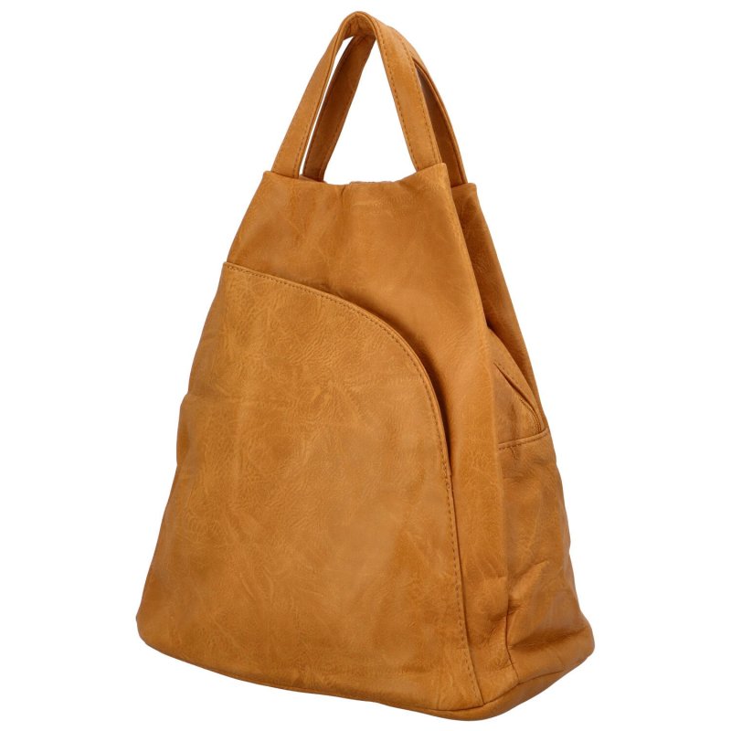 Volnočasový stylový dámský koženkový batoh Angela, žlutá