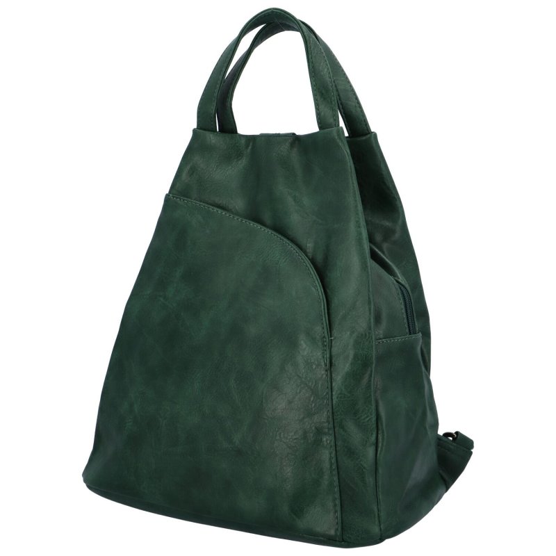 Volnočasový stylový dámský koženkový batoh Angela, zelená