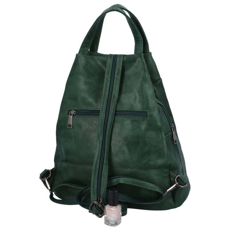 Volnočasový stylový dámský koženkový batoh Angela, zelená