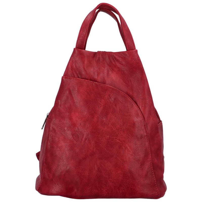 Volnočasový stylový dámský koženkový batoh Angela, červená