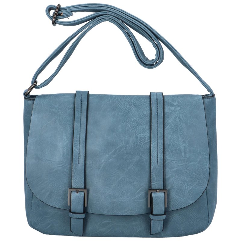 Stylová dámská kožená taška s výraznou klopou Genoveva, světle modrá
