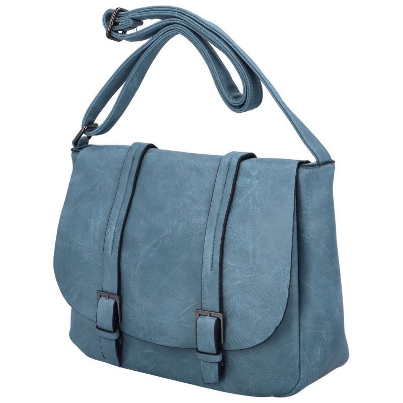 Stylová dámská kožená taška s výraznou klopou Genoveva, světle modrá