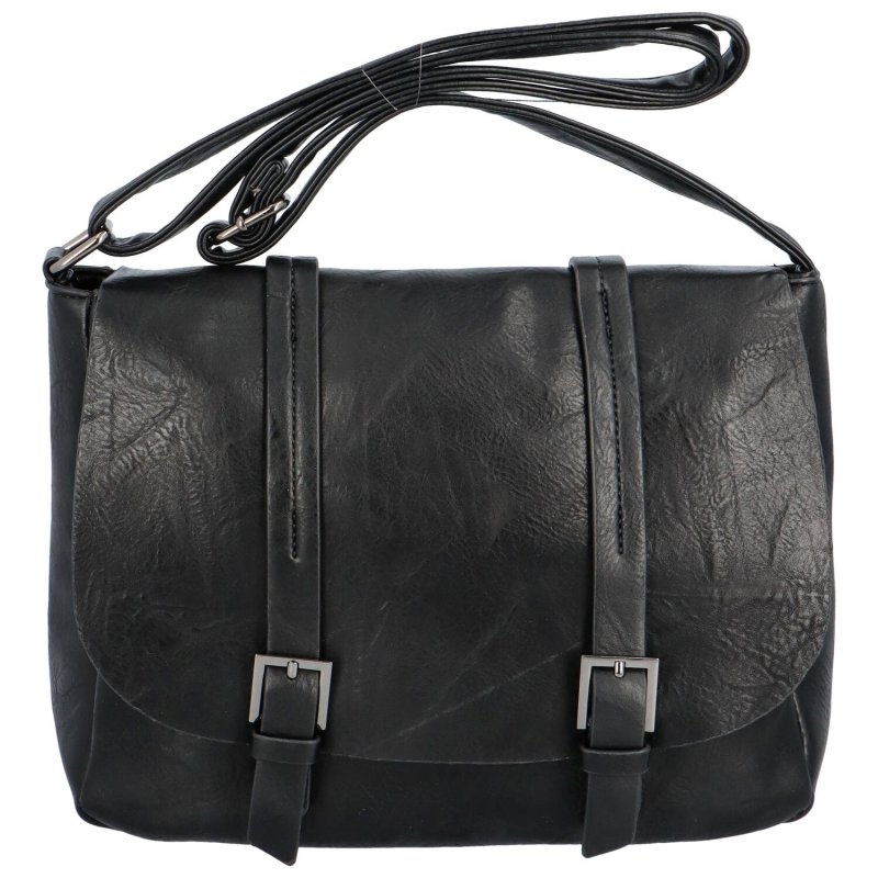 Stylová dámská kožená taška s výraznou klopou Genoveva, černá