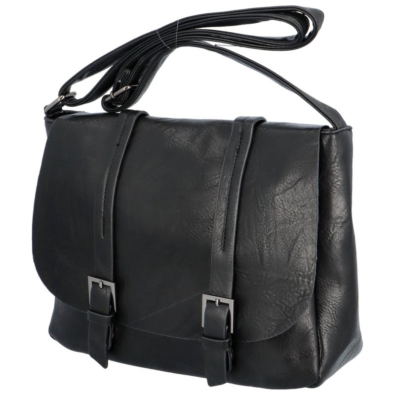 Stylová dámská kožená taška s výraznou klopou Genoveva, černá