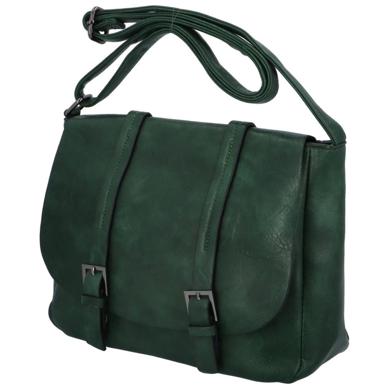 Stylová dámská kožená taška s výraznou klopou Genoveva, zelená