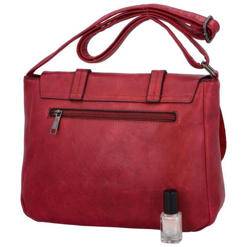 Stylová dámská kožená taška s výraznou klopou Genoveva, červená