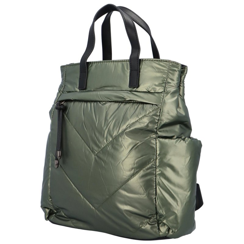 Trendová dámská textilní kabelka/batoh Tolko, zelená