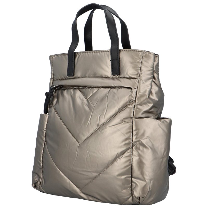 Trendová dámská textilní kabelka/batoh Tolko, béžová
