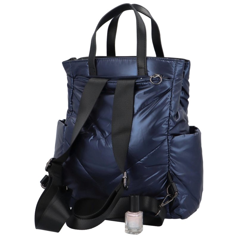 Trendová dámská textilní kabelka/batoh Tolko, tmavě modrá