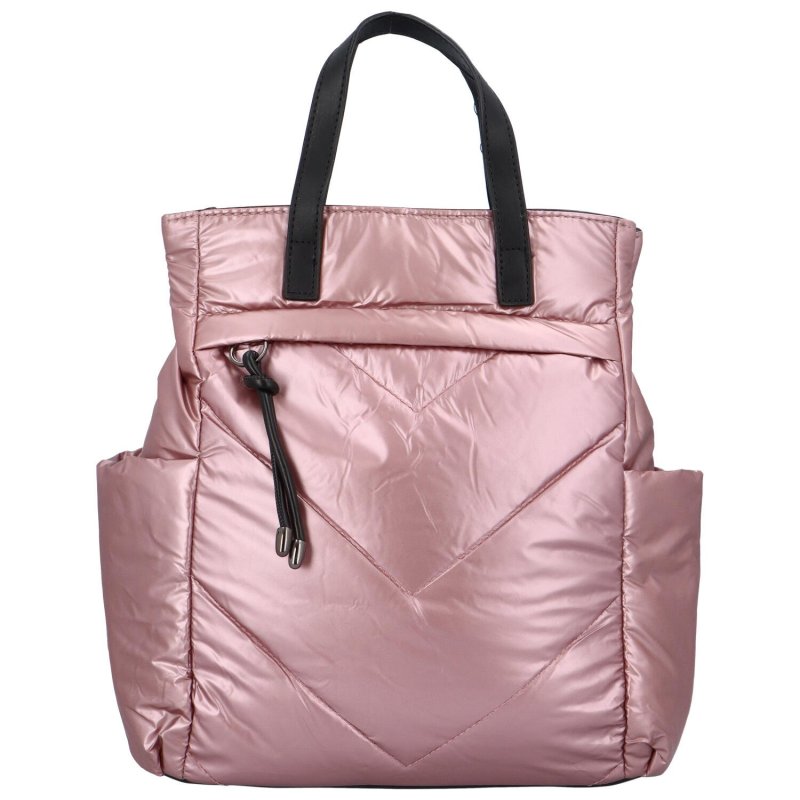 Trendová dámská textilní kabelka/batoh Tolko, růžová