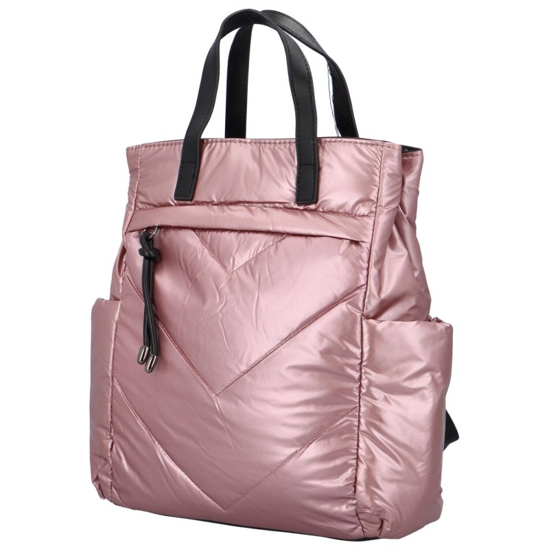 Trendová dámská textilní kabelka/batoh Tolko, růžová