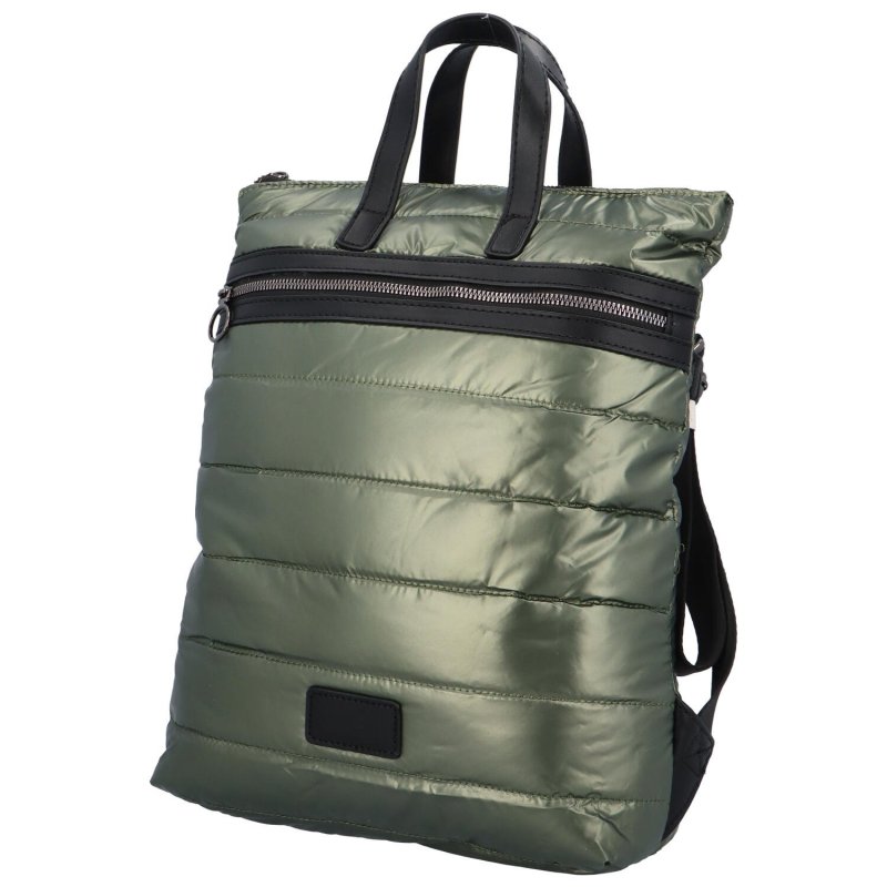 Trendový dámský látkový batoh s prošíváním Doruk, zelená