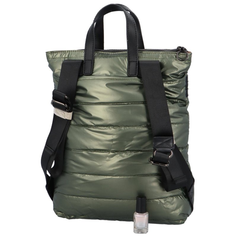 Trendový dámský látkový batoh s prošíváním Doruk, zelená