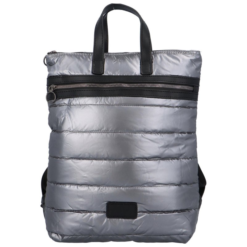 Trendový dámský látkový batoh s prošíváním Doruk, tmavě stříbrná