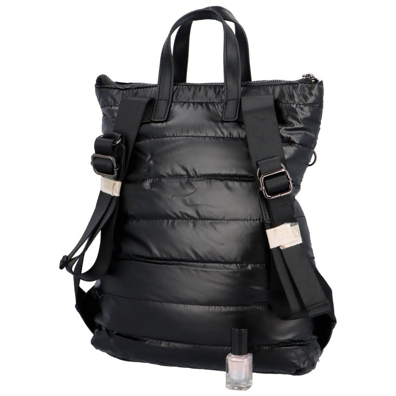 Trendový dámský látkový batoh s prošíváním Doruk, černá
