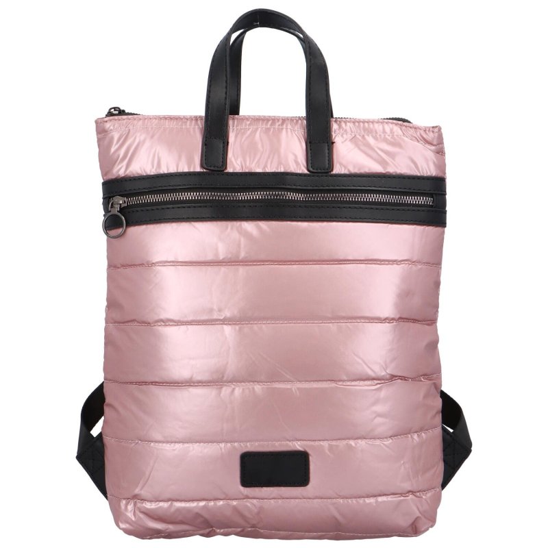 Trendový dámský látkový batoh s prošíváním Doruk, růžová