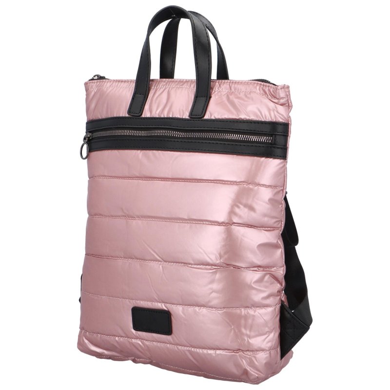 Trendový dámský látkový batoh s prošíváním Doruk, růžová