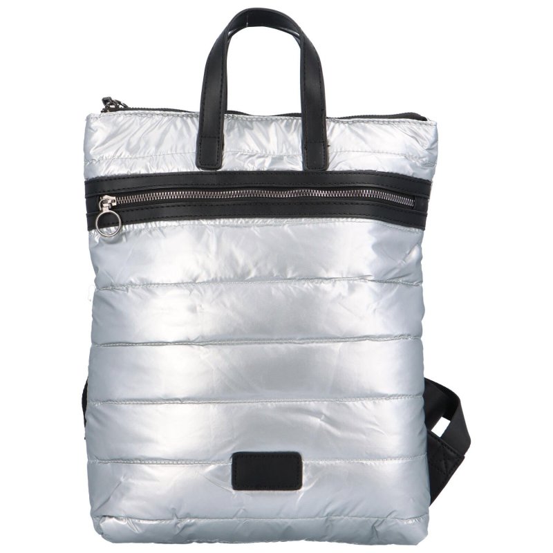 Trendový dámský látkový batoh s prošíváním Doruk, stříbrná
