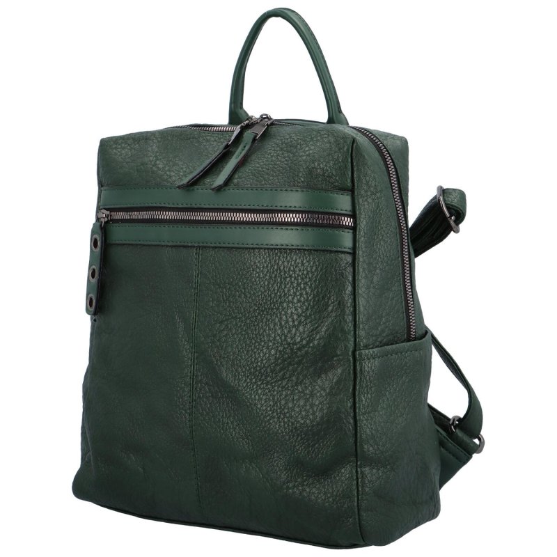 Trendový dámský koženkový batůžek Barry, zelená