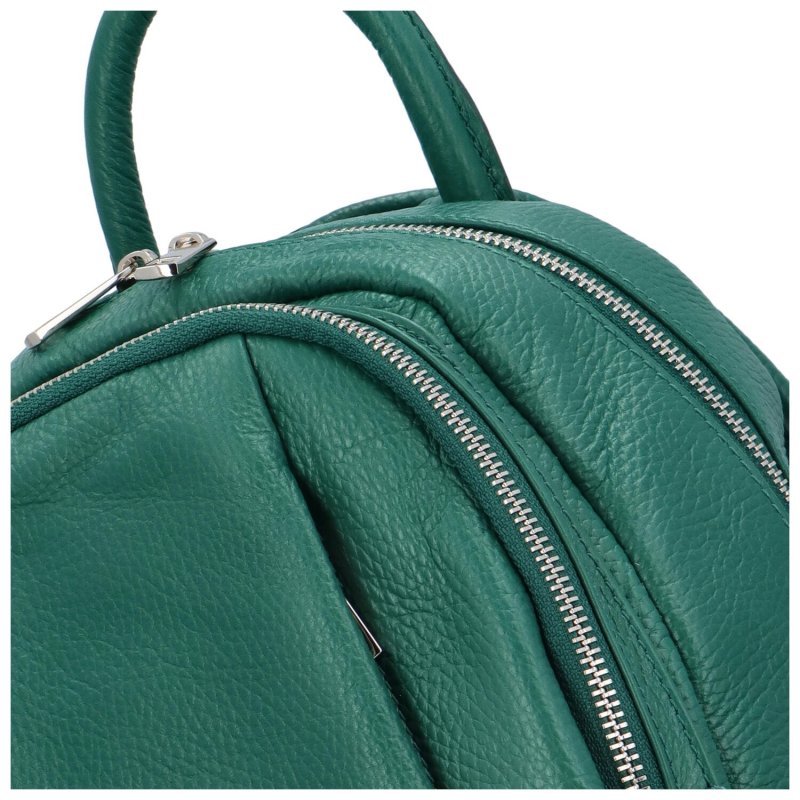 Luxusní dámský kožený batůžek Orfeo, petrolejově zelená