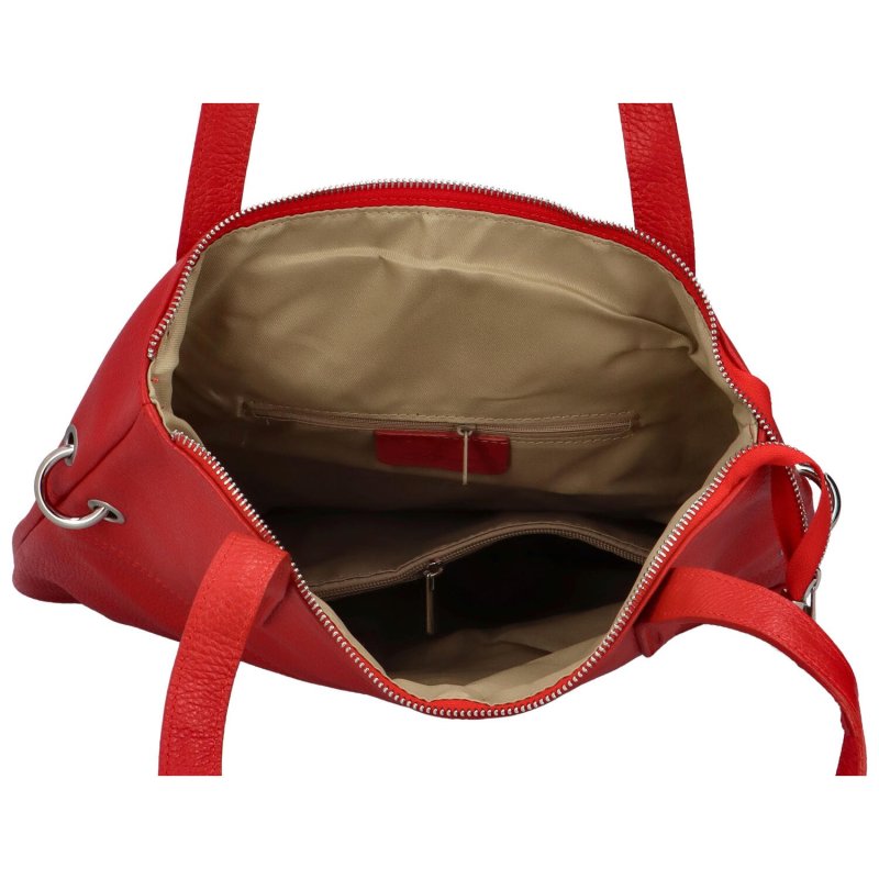 Osobitá dámská kožená kabelka přes rameno Liv, červená