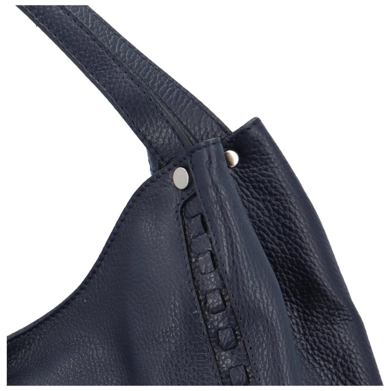 Praktická dámská kožená kabelka Cowgril, tmavě modrá