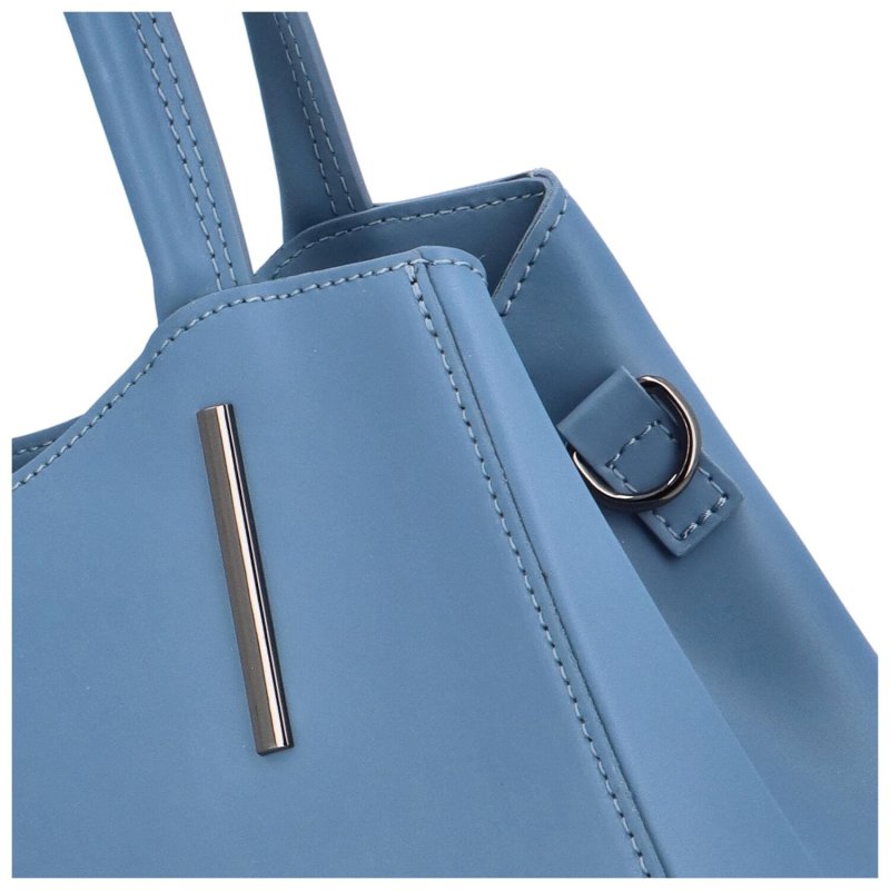 Nadčasová dámská kožená kabelka do ruky Apolinar, světle modrá