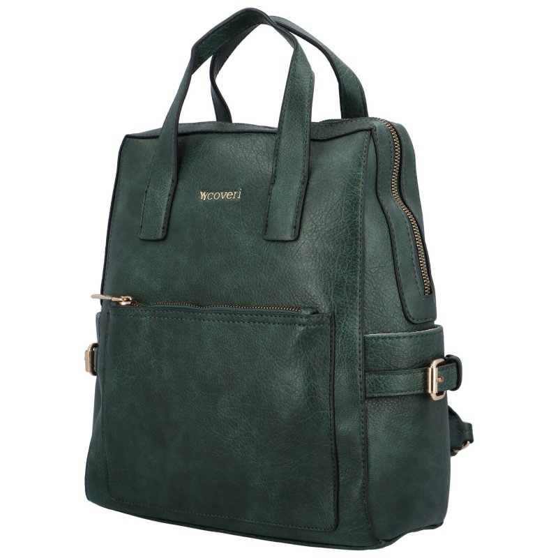 Trendový dámský koženkový batůžek Remik, zelená