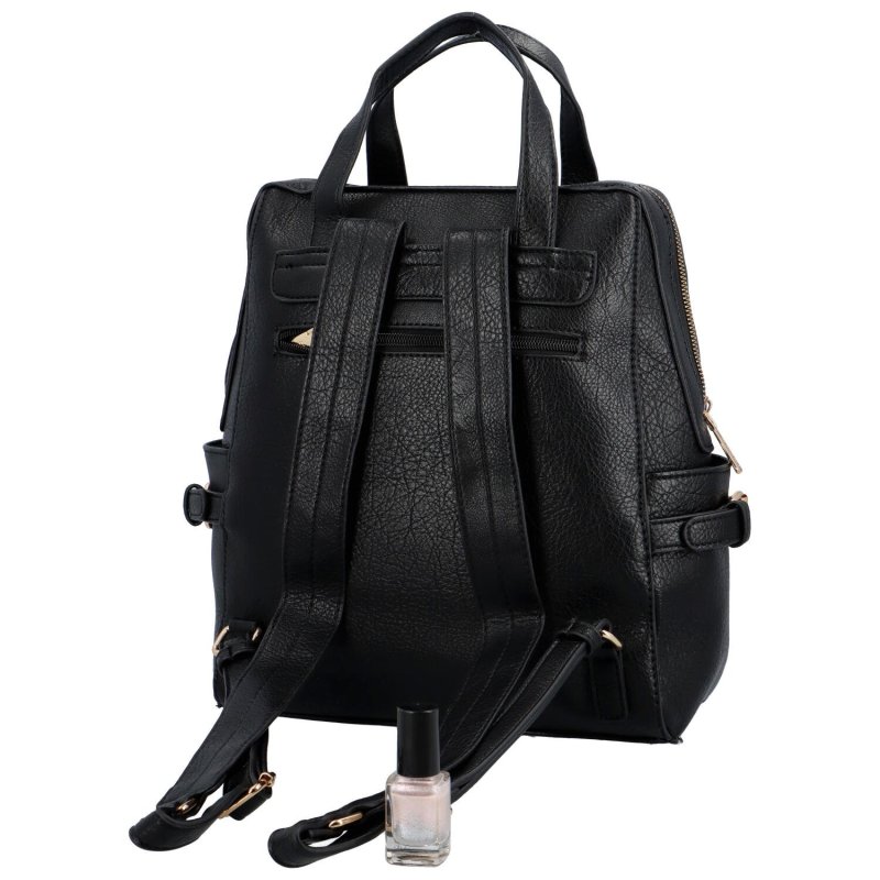 Trendový dámský koženkový batůžek Remik, černá